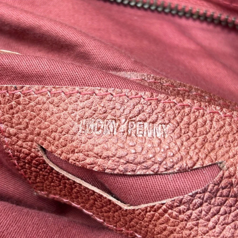 Lucky Penny Hobo Shoulder‎ Bag Cotton with Red Leather Leaf Accent Anthropologie